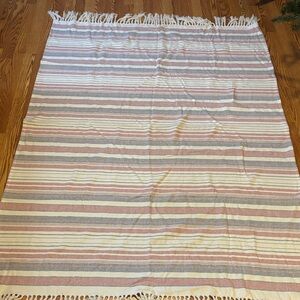 Lauren Ralph Lauren Cotton Striped Fringe Throw Blanket